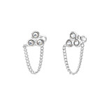 NU & MII Crystal Trio Chain Stud Silver Earrings