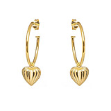 Lined Heart Hoop Gold Plated Earrings