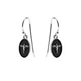 Outlet Black Silhouette Angel Silver Earrings