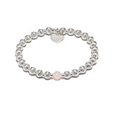 Poppy Silver Charm Bracelet - Rose Quartz