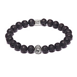 42 Men's Lion Lava Stone Silver Bracelet