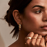 NU & MII Bejewelled Hoop Gold Plated Earrings