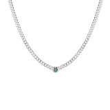 NU & MII Manhattan Silver Chain Necklace - Green Crystal
