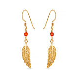 Feather Gem Gold Plated Earrings - Choice of Colour