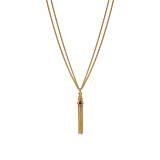 Double Chain Gold Plated Necklace - Tassel
