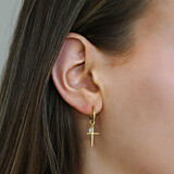 Outlet NU & MII Pearl & Cross Hoop Gold Plated Earrings