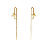 NU & MII Cross Chain Gold Plated Earrings