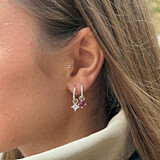 NU & MII Huggy Hoop Square Silver Earrings - Pink