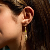 Feather Gem Gold Plated Earrings - Choice of Colour