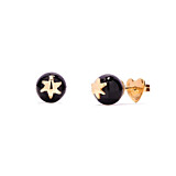 Outlet Black Onyx Star Gold Plated Stud Earrings