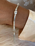 Indah Tassel Silver Charm Bracelet