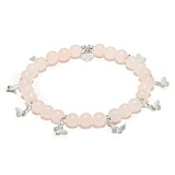 Peony Butterfly Silver Charm Bracelet