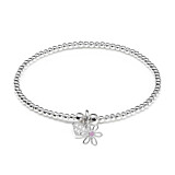 Santeenie Silver Enamel Flower Heart Charm Bracelet - Choice of Colour
