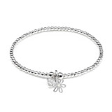 Santeenie Silver Enamel Flower Heart Charm Bracelet - Choice of Colour