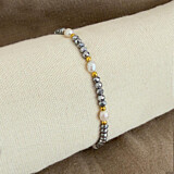 Charcoal Crystal & Freshwater Pearl Bracelet