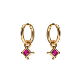 NU & MII Huggy Hoop Square Gold Plated Earrings - Pink