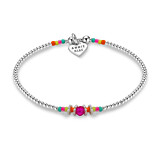 Boho Silver Bracelet - Neon Pink
