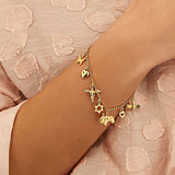 Outlet Multi Charm Gold Bracelet