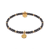 Outlet Hematite Gold Plated Charm Bracelet - Sunflower