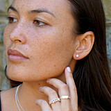 Crystal Heart Silver Stud Earrings