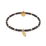 Outlet Hematite Gold Plated Charm Bracelet - Feather