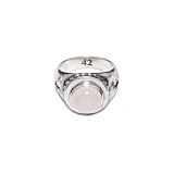 42 Men's Round Moonstone Cross Silver Ring