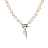 Toggle Pearl Silver Necklace - Angel Wing