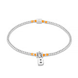 Piccolo Neon Orange Silver Charm Bracelet - Choice of initial