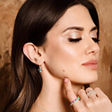 Mosaic Turquoise Silver Hook Earrings