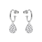 Creation Teardrop Hoop Silver Earrings