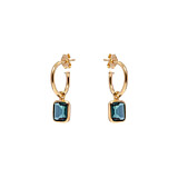 Outlet NU & MII Manhattan Gold Hoop Earrings - Green Crystal