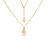 Cream Silhouette Angel Gold Plated Necklace - Initial