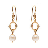 Outlet Toggle Pearl Gold Plated Earrings - Cream Pearl