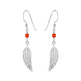 Feather Gem Silver Earrings  - Choice of Colour