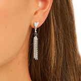Outlet Heart Tassel Silver Earrings -  Hematite