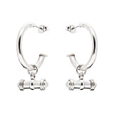 Outlet Solid Bar Silver Hoop Earrings - Moonstone