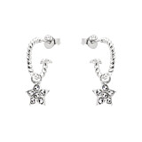 Tali Star Silver Hoop Earrings - Clear Crystal
