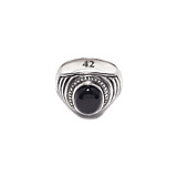 42 Men's Oval Black Onyx Silver Ring
