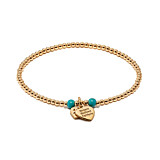 Santeenie Gold and Turquoise Charm Bracelet - Dream Believe Achieve