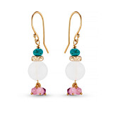 Precious Dangle Gold Plated Earrings - Rose Quartz