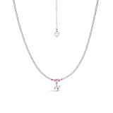 Piccolo Neon Pink Silver Charm Necklace - Choice of initial