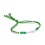 Outlet NU & MII Semi - Precious Cross Friendship Silver Bracelet - Green