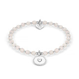 Rose Quartz Orchid Silver Charm Bracelet - Personalised