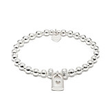 Indigo Silver Charm Bracelet - Love Lock