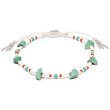 Summer Rainbow Silver Friendship Bracelet - White & Turquoise
