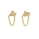 NU & MII Crystal Trio Chain Gold Plated Earrings