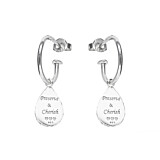 Creation Teardrop Hoop Silver Earrings