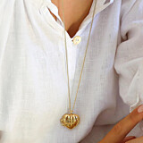 Heart Locket Gold Plated Necklace - Angel & Choice of motto
