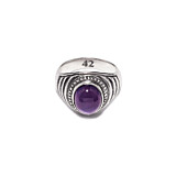 42 Men's Oval Amethyst Silver Ring