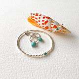 Turquoise Heart Hoop Silver Earrings